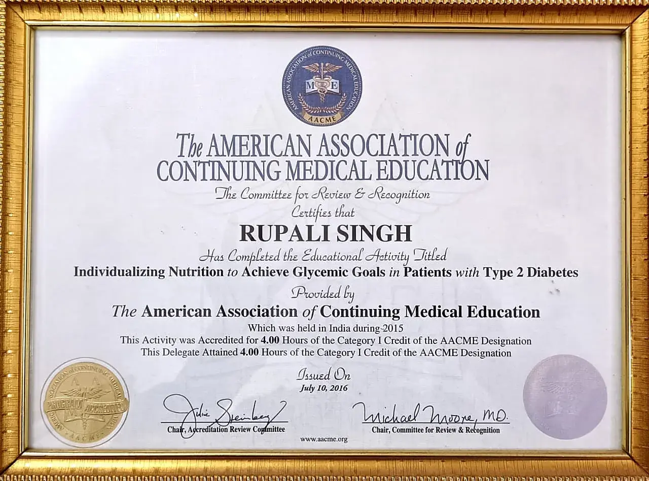 Certificate: Individualising Nutrition to Achieve Glycaemic Goals in Type 2 Diabetes