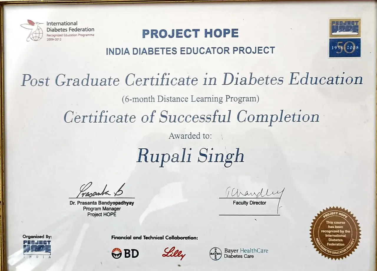 Certificate: Post Graduate Certificate in Diabetes Education